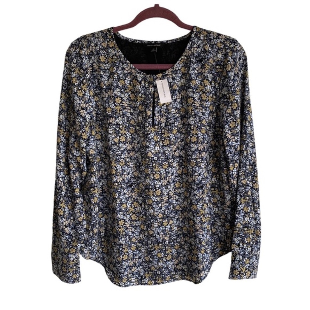 Banana Republic Floral Long Sleeve Keyhole Blouse